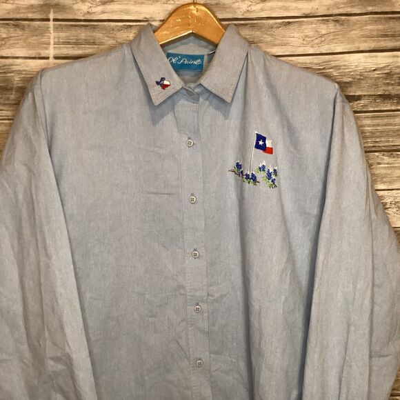 Vintage Ol' Paint Shirt Womens XL Blue Austin Texas Chambray Embroidered - Picture 5 of 10